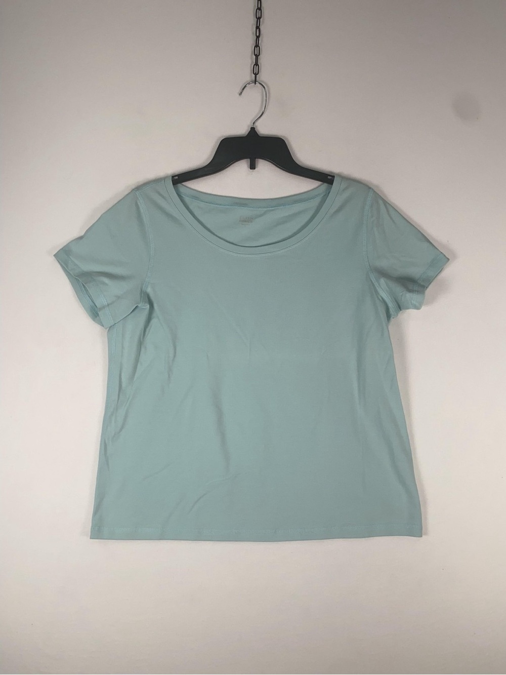 Eileen Fisher T-shirt Womens Large Blue Organic Cotton Lycra Scoop Neck Top